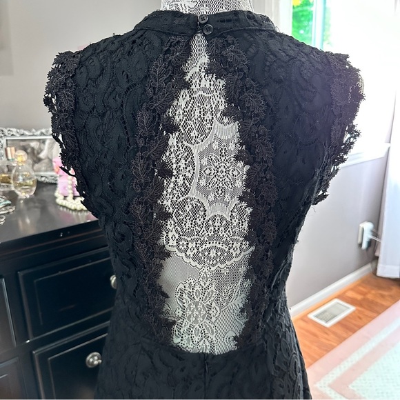 Francesca’s Black Lace Sleeveless Fit & Flare Dress Mini Dress Size Large - Picture 6 of 14
